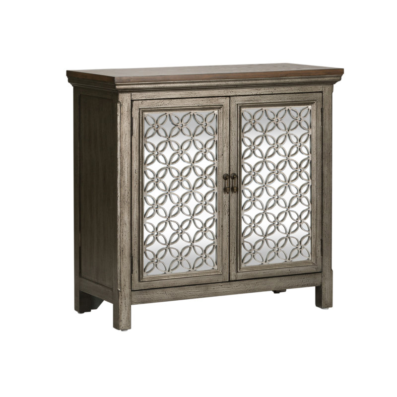 Buffet décoratif en bois massif et manufacturé Zavier, H 36,5 po x l 38 po x P 17 po, Brun