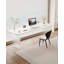 Bureau d'écriture contemporain avec pieds en acrylique ondulé givré et surface en pierre frittée-854064516-854064517