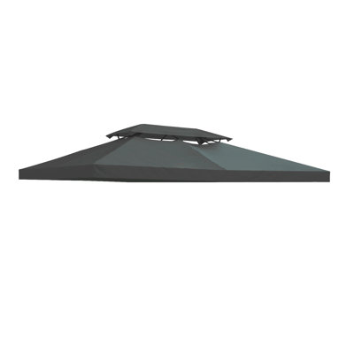 Auvent de remplacement pour pavillon de jardin à 2 niveaux avec abri UV à 3 niveaux Zermeno, gris foncé (dessus seulement)