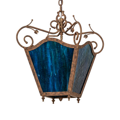 Lustre de style lanterne dorée à 4 lumières Terena
