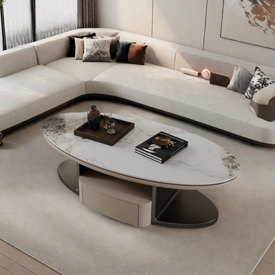 Table basse ovale en ardoise