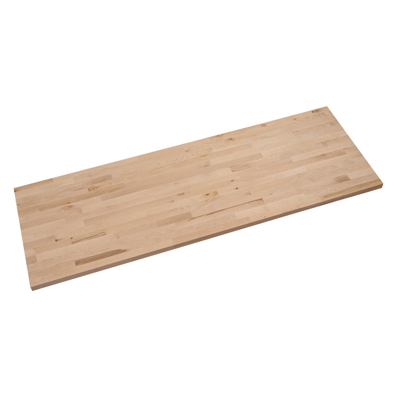 Comptoir de boucher en bois de bouleau non fini L 6 pi x P 25 po x T 1,5 po, 74" L x 25" W