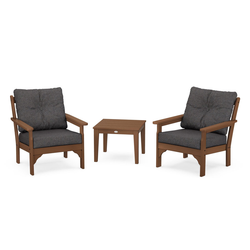 Vineyard 3-Piece Deep Seating Set, Ash Charcoal, Teak