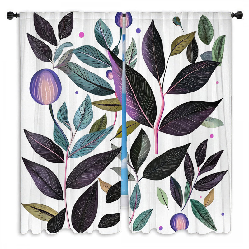 2 panneaux de rideaux à feuilles et feuilles, L 20 po x L 82 po