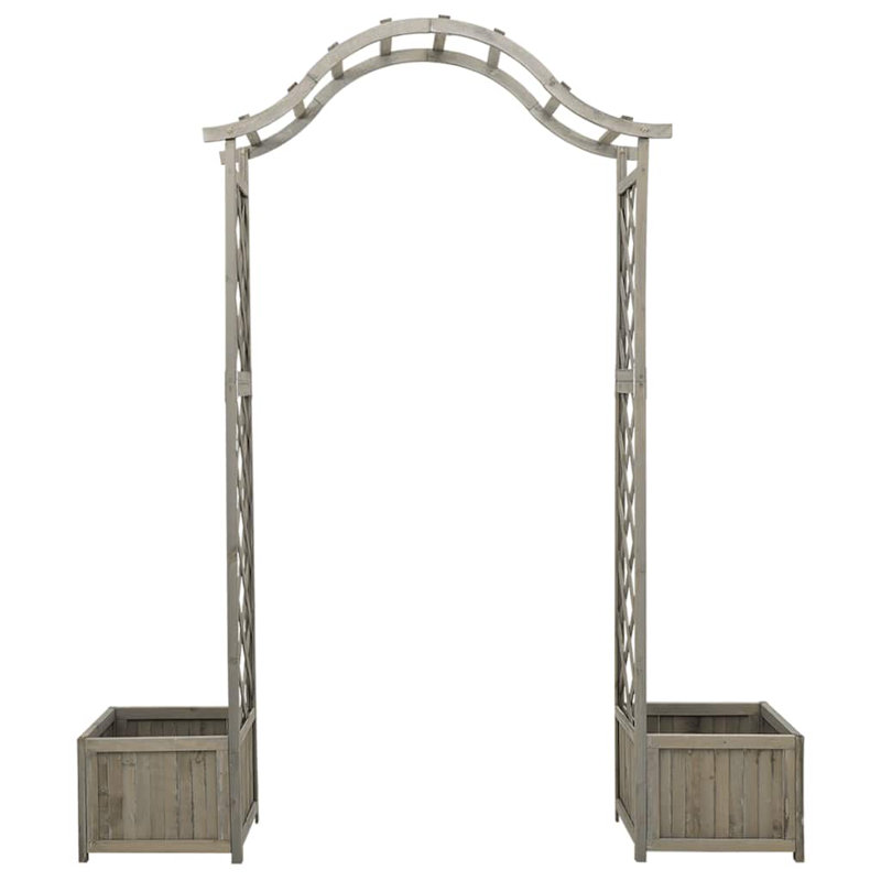 Grand treillis décoratif d'extérieur en bois massif, Gris