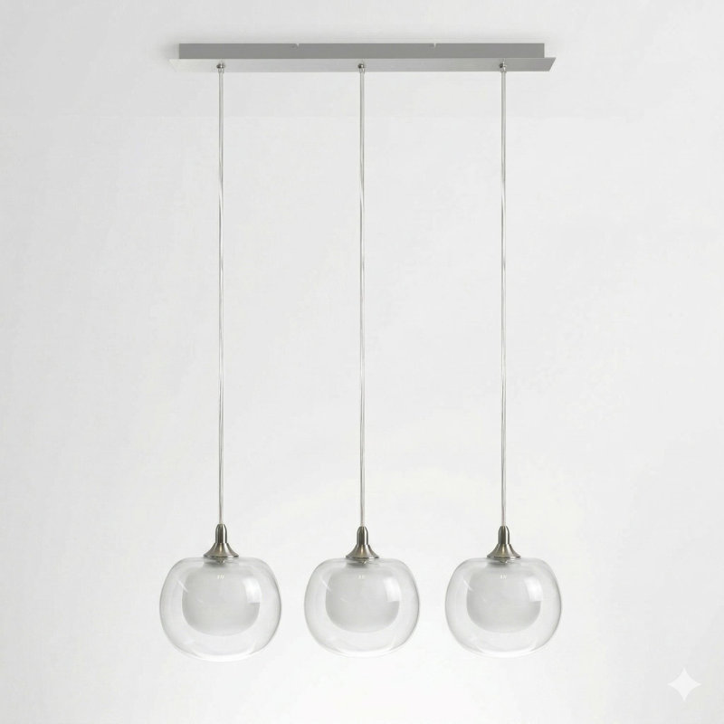 Mission 3 - Light Kitchen Island Globe Pendant, Brushed Nickel