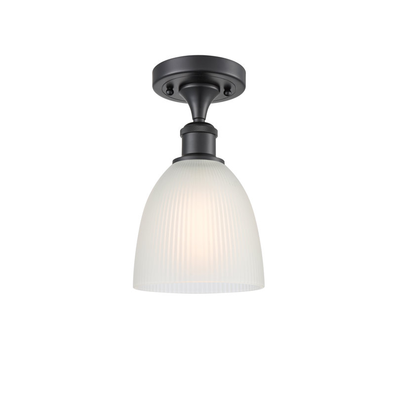 Plafonnier semi-encastré 1 lumière Madelina, Blanc, Ampoule non incluse, Noir mat