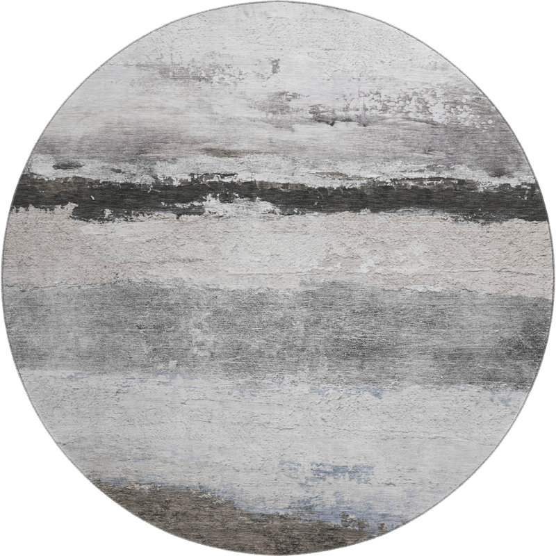 Premium Machine Washable Mayfield Striped Rug, Taupe, 8' Round