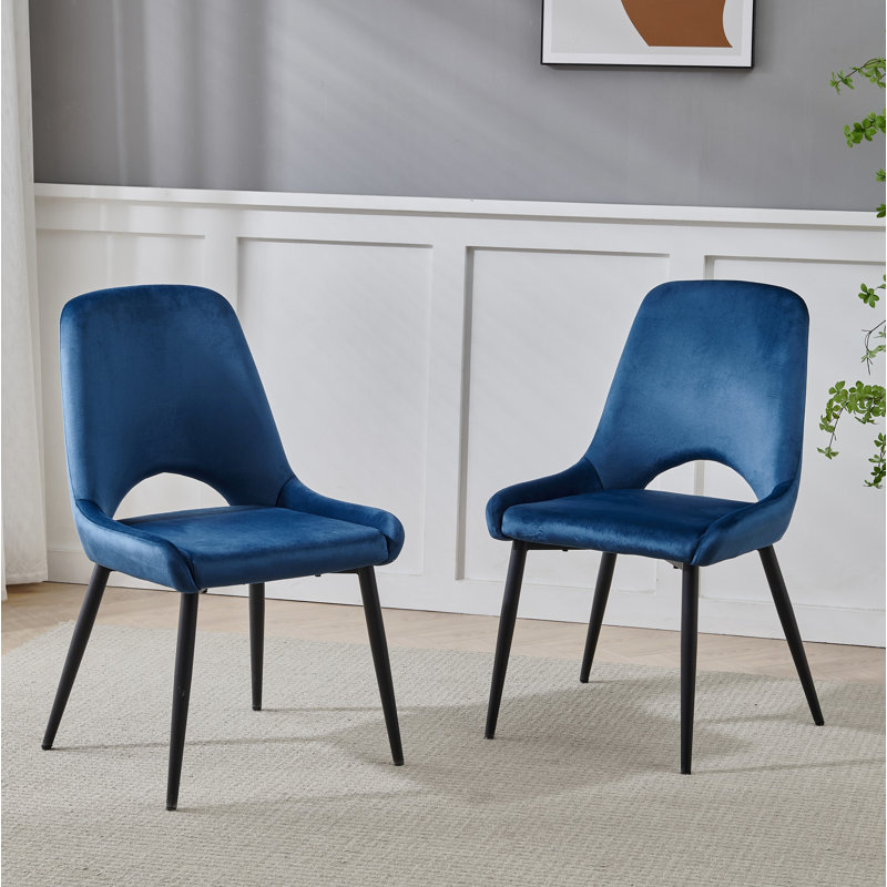 Karaya 19'' H Velvet Upholstered Side Chair, Blue