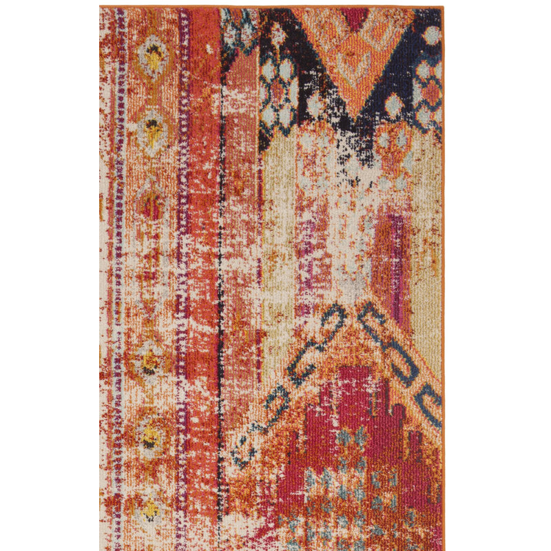 Hertzler Southwestern Orange Area Rug, Runner 2'2" x 6'
