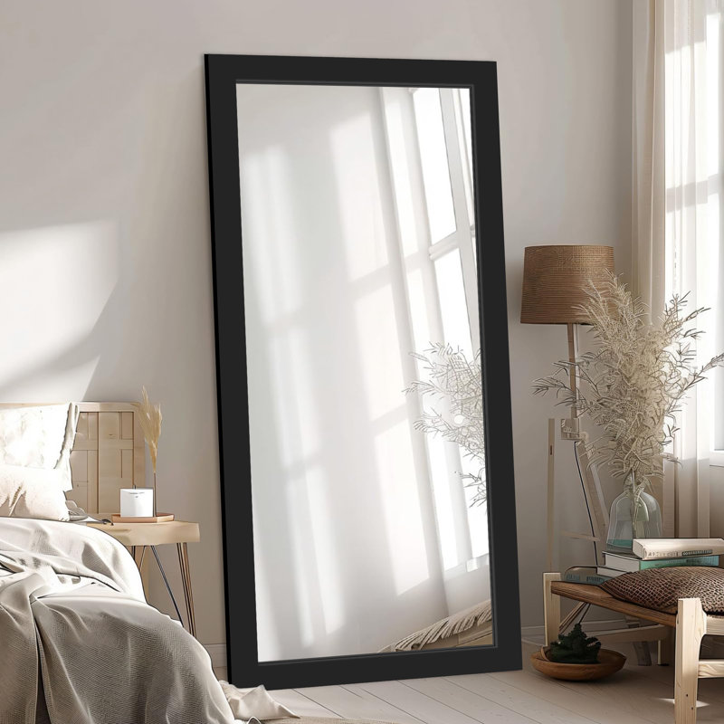 Wood Rectangle Mirror, Black, 71" x 32"