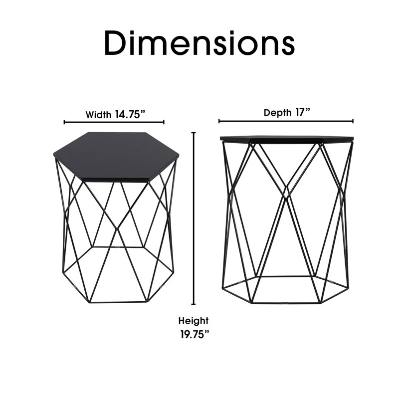 Black Geometric Metal Round Side Table