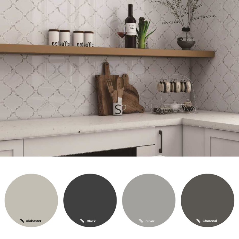Tahitian Pearl 14" x 14.5" Glass Satin Mosaic Wall Tile, White