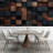 Modern 3D Wood Cube Wall Mural Geometric Dark Brown Black Panel Design-1271188671