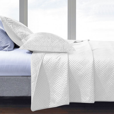 Ensemble de courtepointe en satin de soie, couvre-lit géométrique toutes saisons avec taie décorative