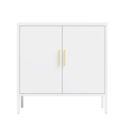 Metal Storage Cabinet With 2 Doors And 2 Adjustable Shelves, Steel Garage Storage Cabinet, Metal File Cabinet For Home Office School Gym,