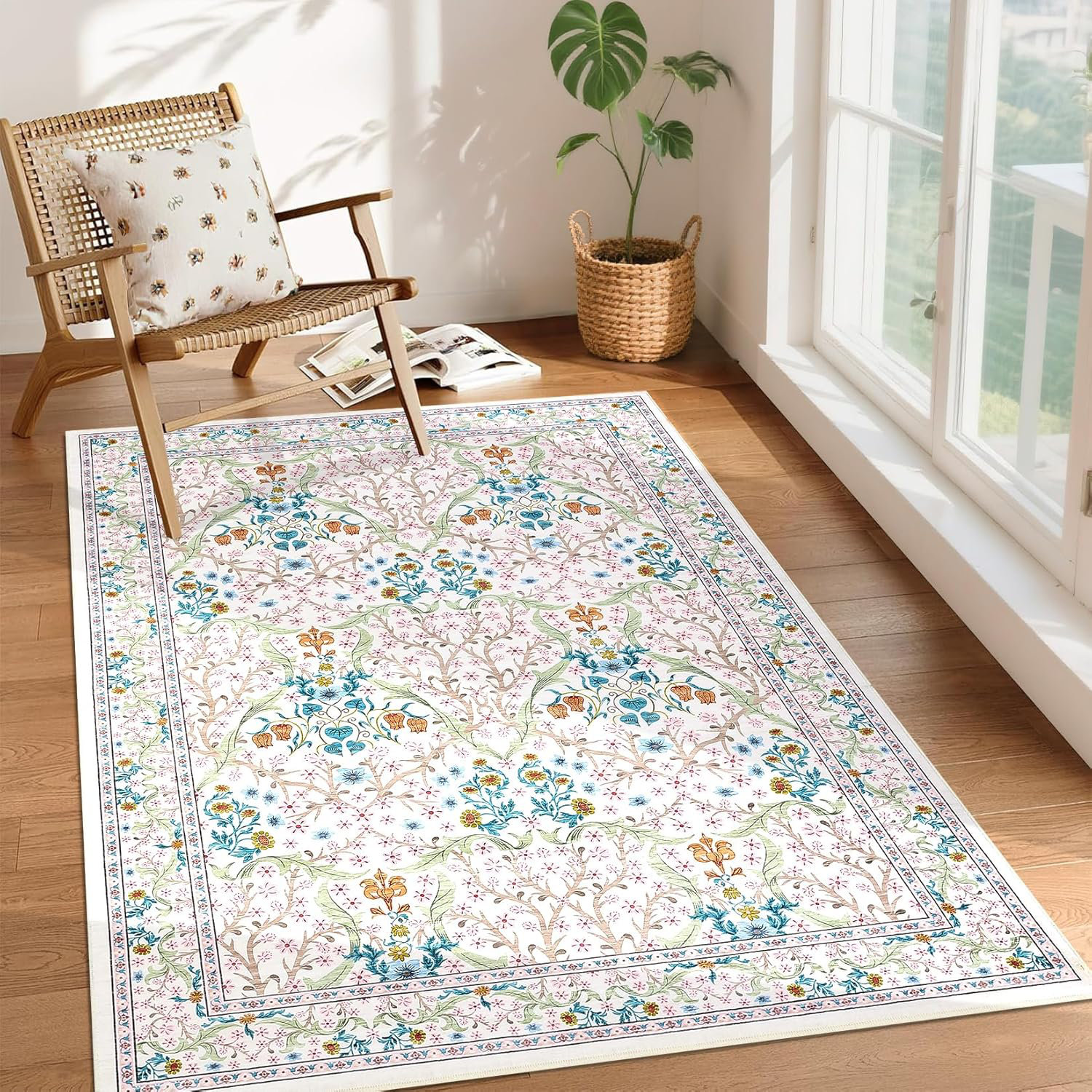 Lark Manor™ 4x6 Washable Area Rug for Living Room, Floral Large ...