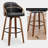 Mahtab Modern Set Of 2 Swivel Bar Stools With PU Upholstery And Wood Legs-963480641-963480652