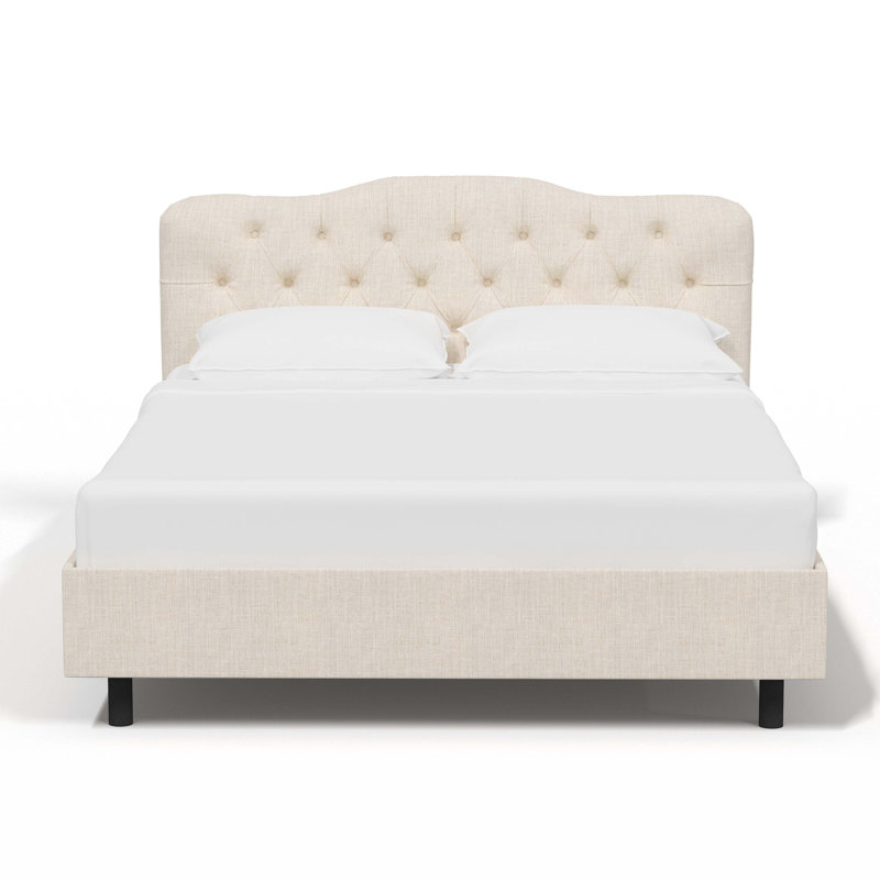 Pires Upholstered Platform Bed, California King, Classic Talc Linen
