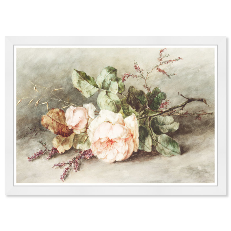 Impression sur papier vert floral et botanique, Blanc