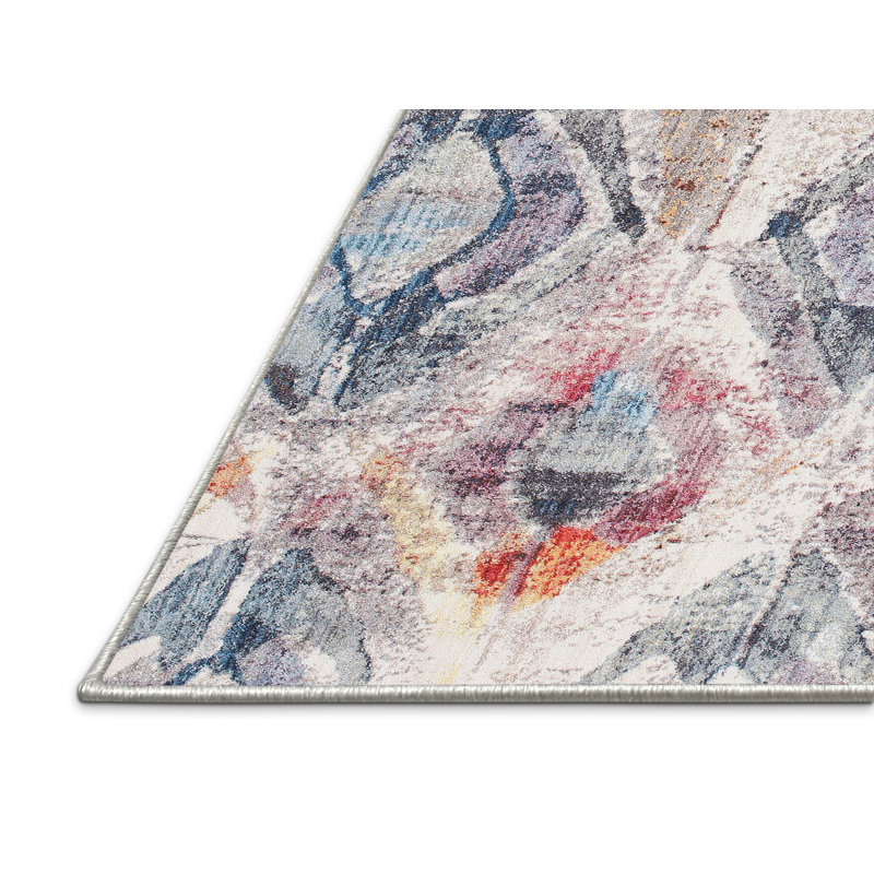 Tapis abstrait gris / bleu mer, Rectangle 8 pi x 12 pi