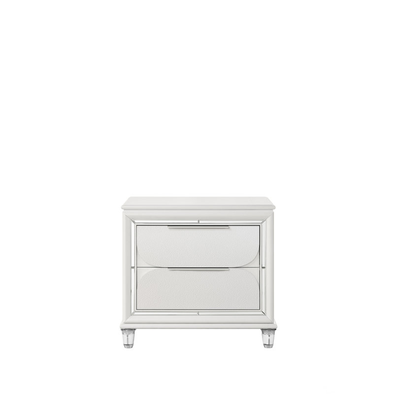 Table de chevet avec pieds en acrylique et tiroirs spacieux, parfaite pour les chambres à coucher modernes
