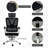 High Back Home Office Chair, Fabric Computer Desk Chair With Adjustable Headrest, Lumbar Support, Armrest, Foot Rest, Reclining Back