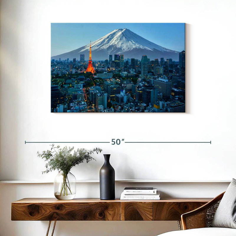 Mont Sirci, mont Fuji, paysage urbain de Tokyo, H 24 po x l 36 po