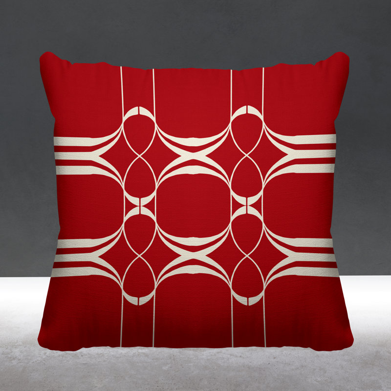 Coussin Tribal Abstract, Rouge, L 19 po x H 19 po