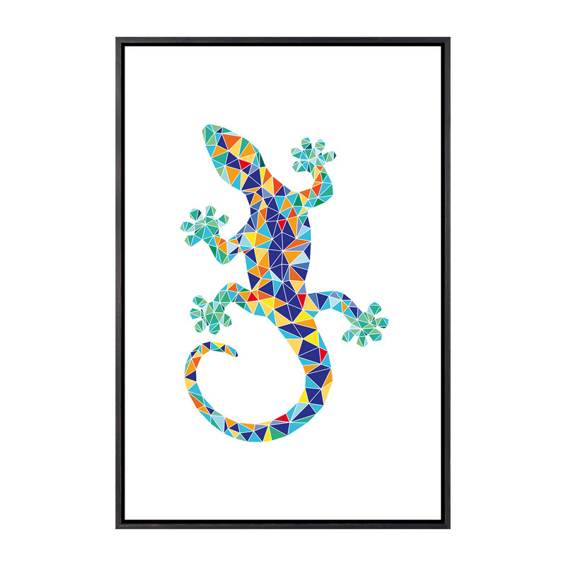 Gaudi Mosaic Dragon - impression d'art graphique, H 26 po x l 18 po x 1,5 po, Toile avec cadre noir patiné