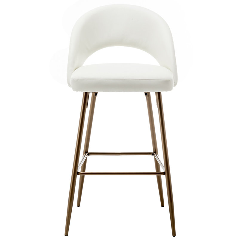 Aatto Upholstered Counter Stool with Metal Frame, White