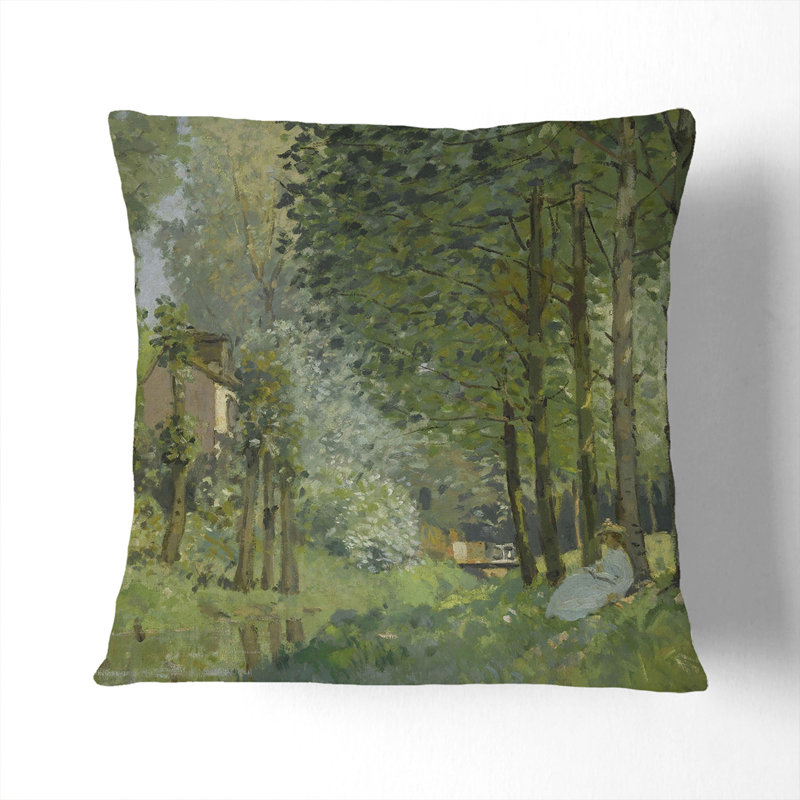 Rest Along The Stream Square Throw Cushion, Black, 40cm H x 40cm W x 15cm D