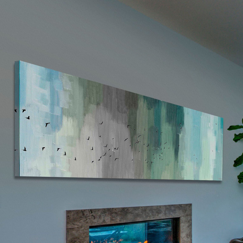 Large Abstract Blue and Gray Canvas Wall Art
