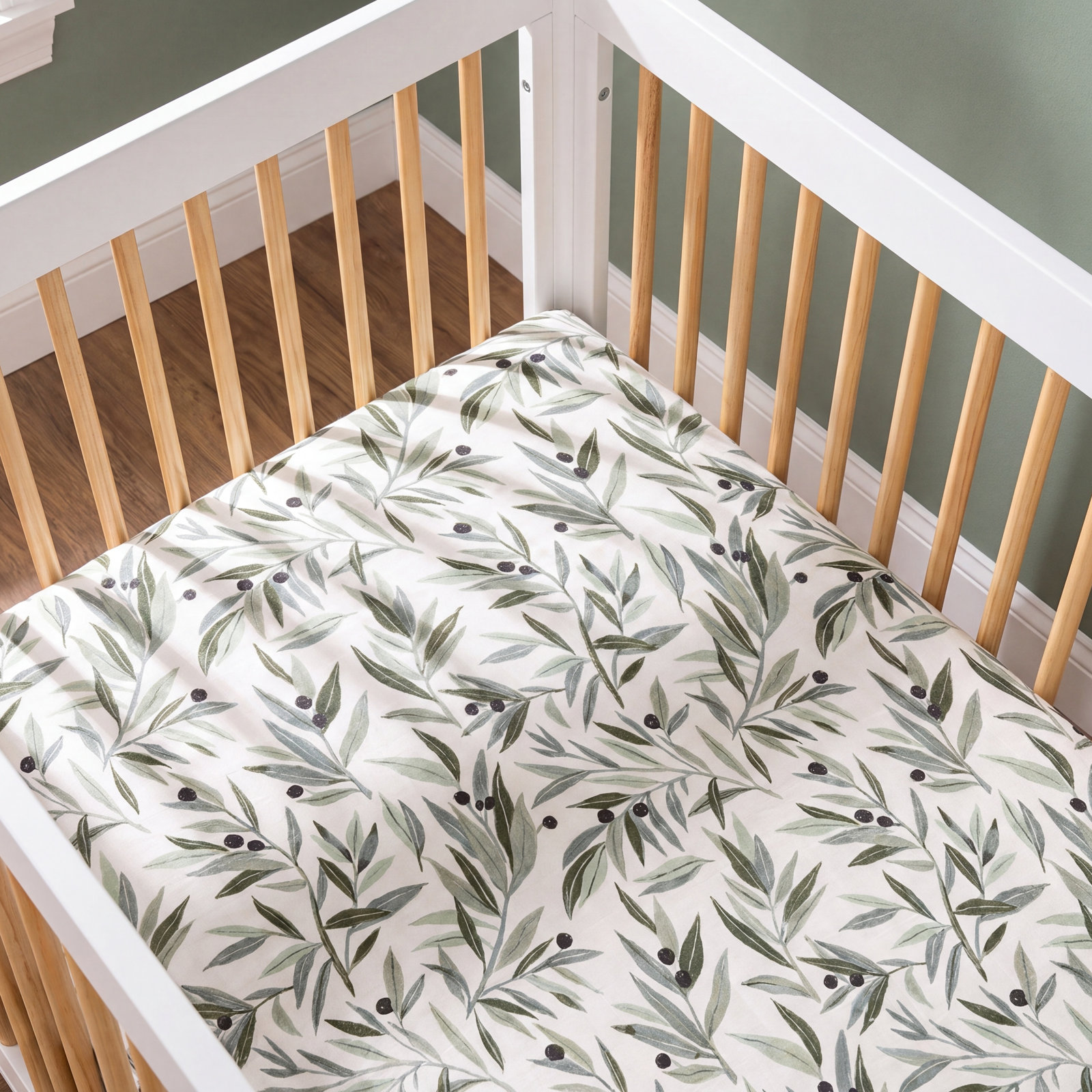 Olive Branches Fitted Crib Sheet