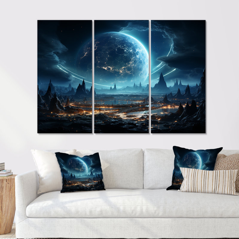 Cosmic Space Landscape I - Space Planet Wall Art, 40" H x 61" W, Wrapped Canvas