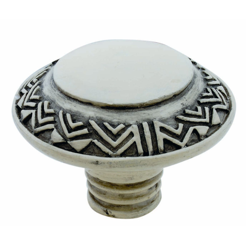 (5 Pack) 1-11/16 inch Faux Ivory Carved Chevron Knob