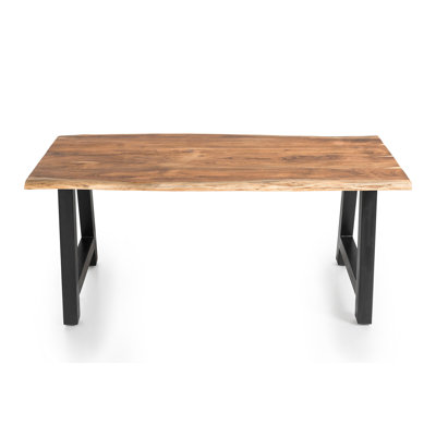 Chantey Acacia Solid Wood Top Metal Base Dining Table