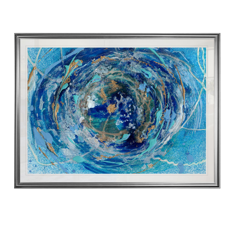 « waterspout i », reproduction, H 22 po x l 30 po x P 1,5 po, Cadre argenté