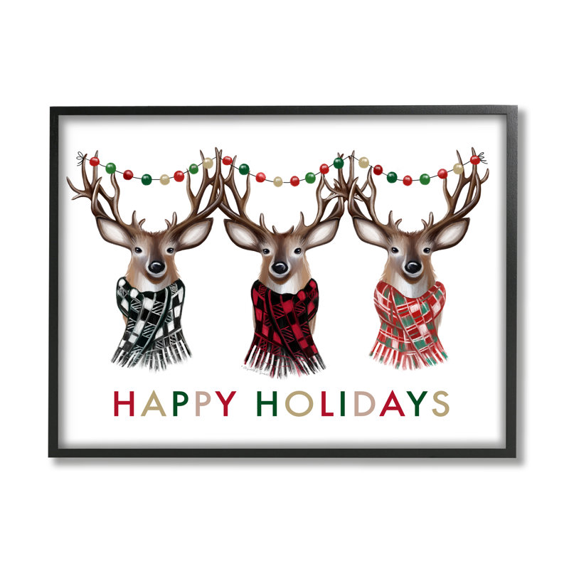 Joyeuses Fêtes Noël, H 24 po x l 30 po x P 1,5 po, Giclée encadrée noir minuit
