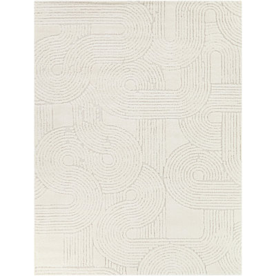 Tapis texturé à rayures crème Odessa