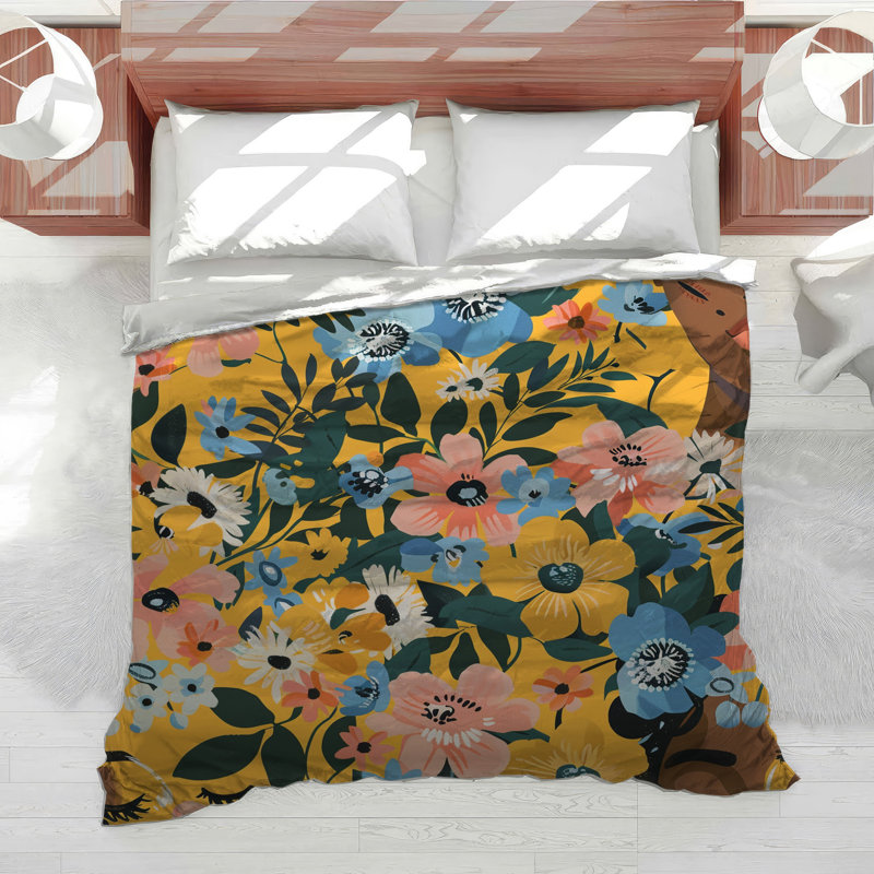 Flowers Bedding Floral Duvet Cover Boho, King Duvet Cover