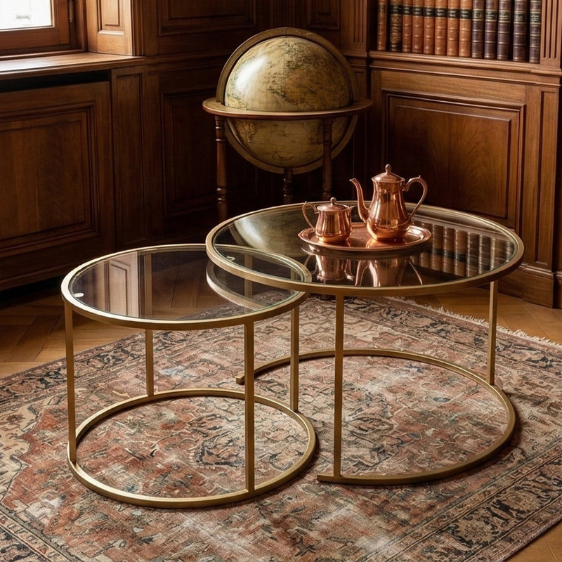 Ensemble de 2 tables basses Modern Modern, Transparent, Bronze