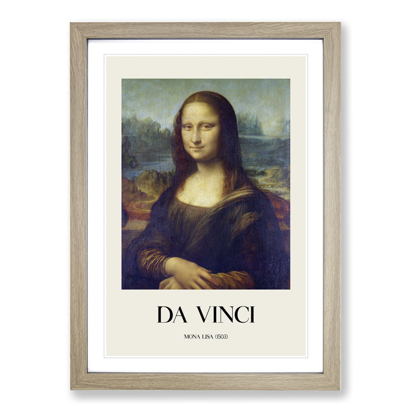 The Mona Lisa by Leonardo Da Vinci - Picture Frame Painting, Oak Framed, 65cm H x 48cm W x 2cm D