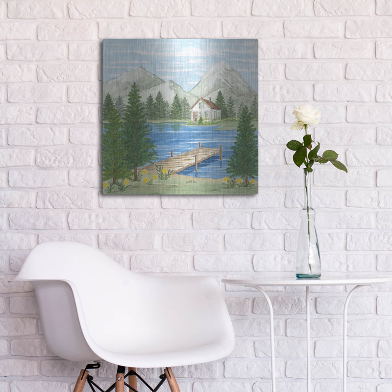  «Dock At The Lake» par Deb Strain, art mural en métal, 24 po x 24 po, H 24 po x l 24 po
