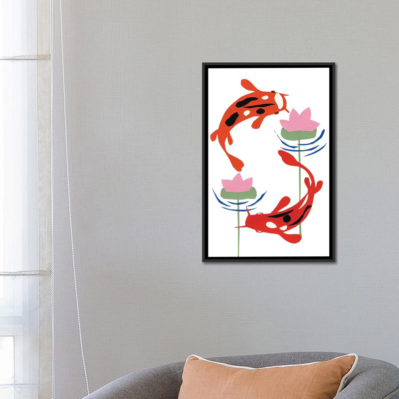 «Koi Fantasy II», reproduction sur toile, H 26 po x l 18 po x P 1,5 po, Toile avec cadre noir