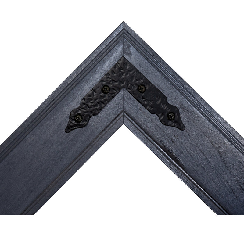 Rayne Heritage Hardwood Poplar Mirror With Decorative Corner Brackets, Black, 60 x 33