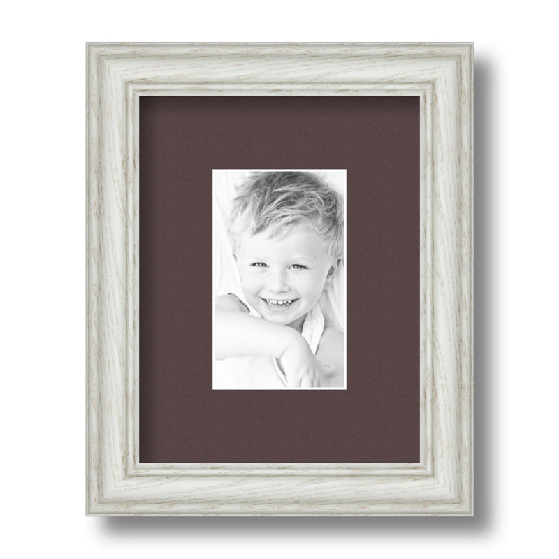 Cadre pour photo simple en bois blanc cassé 3 po x 5 po, Tourbe