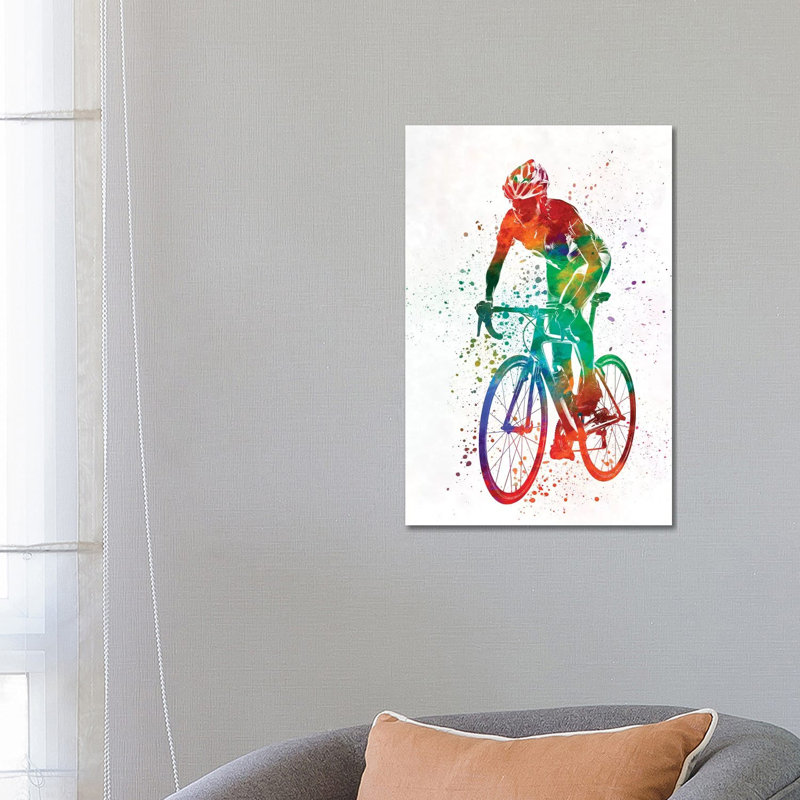 Woman Triathlon Cycling 1 Piece Wrapped Canvas Painting, 66.04 cm H x 45.72 cm W