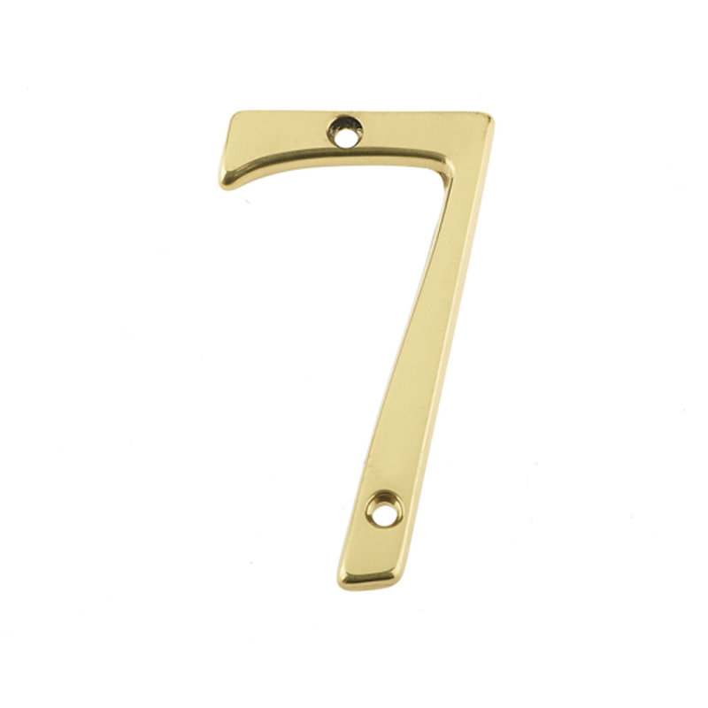7.5cm H Brass House Number, Polished Brass, 7