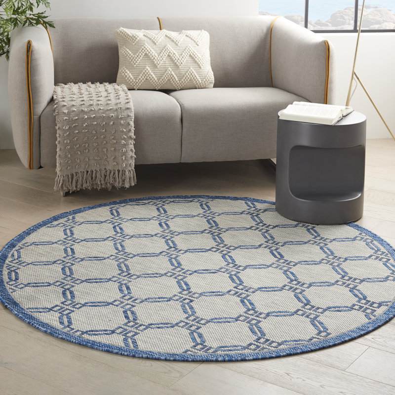 Yony Geometric Indoor / Outdoor Rug, Round 5'3"